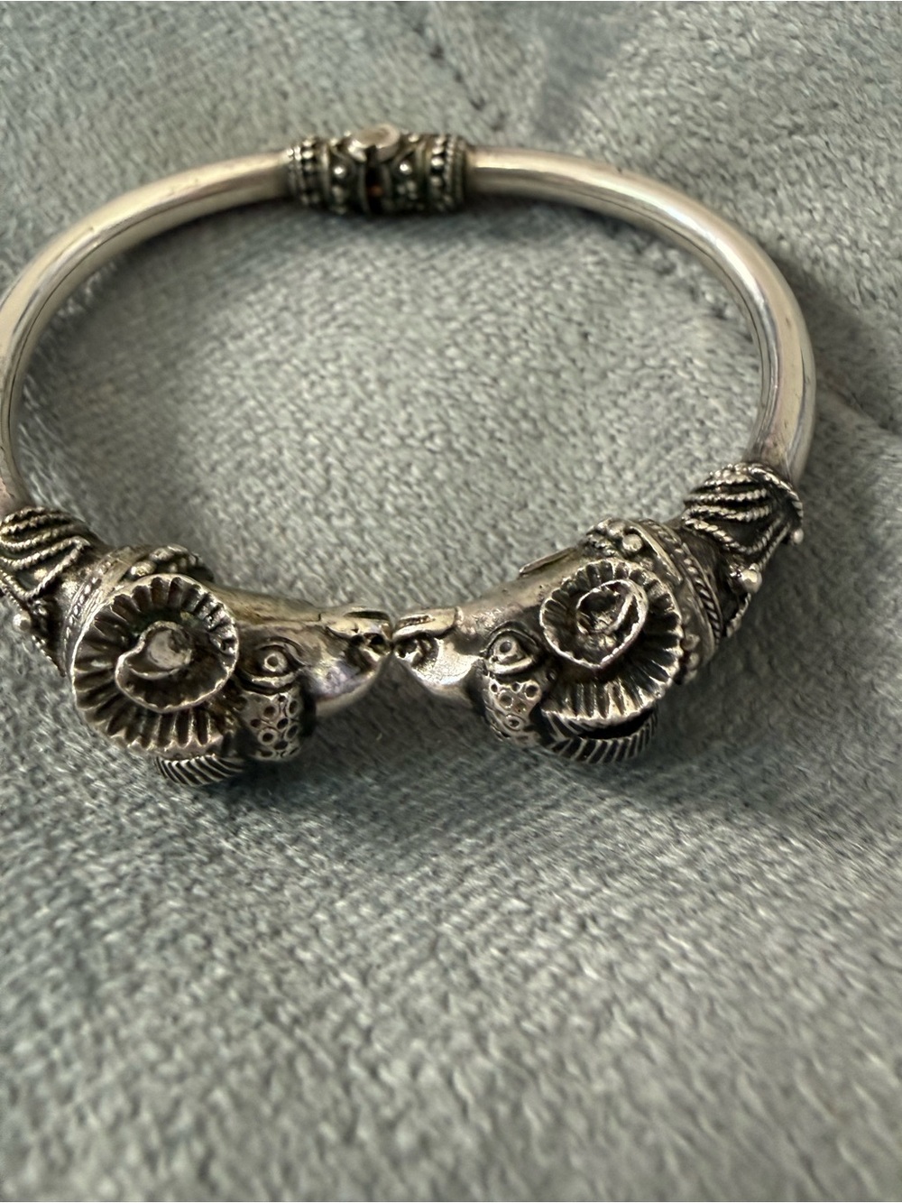 Silver-Tone Ram Head Cuff Bracelet